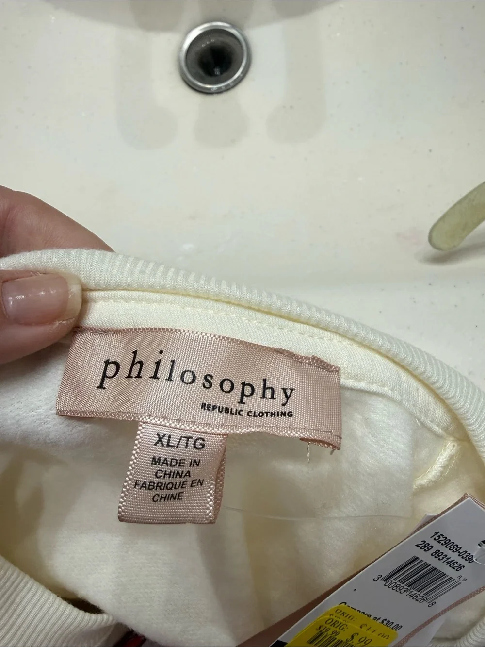 Philosophy Ivory Sweatshirt with Brown Sequin Bow
